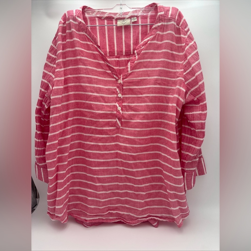 St. John's Bay‎ Pink Boxy Blouse with Mandarin Collar